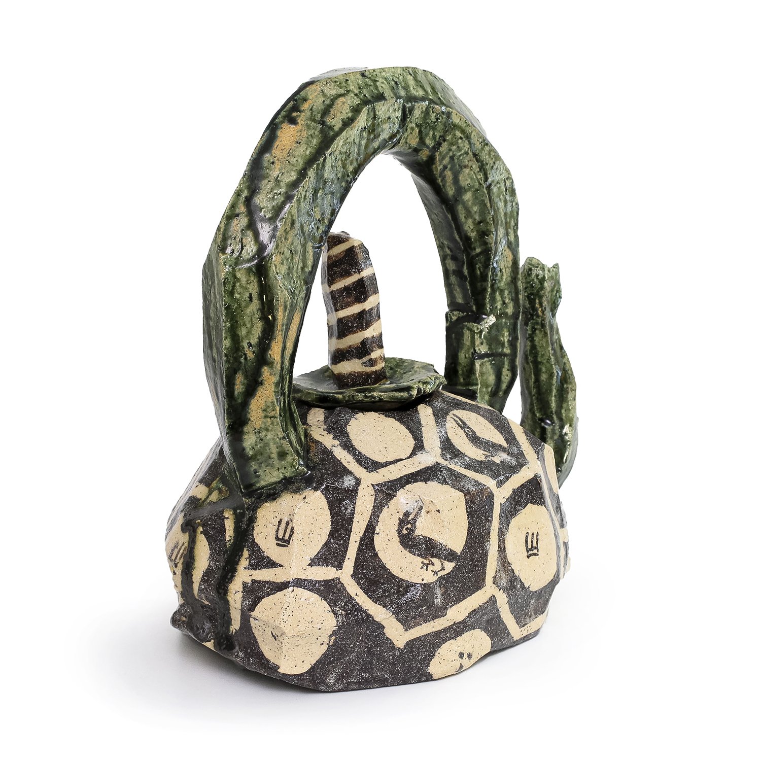 Suzuki Goro - Large Oribe Teapot with Ravens (INV# NP5113) — The